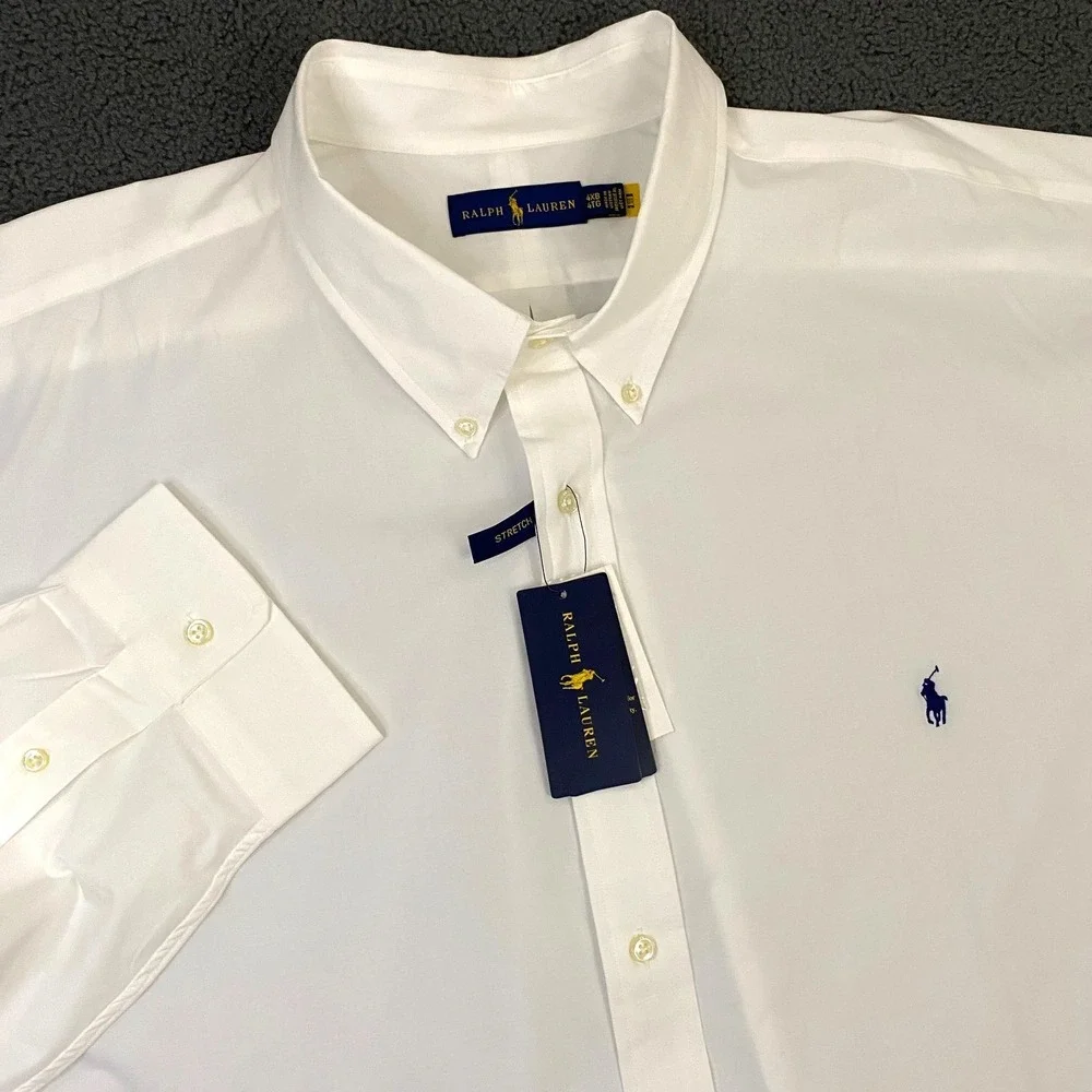 Polo Ralph Lauren Stretch Poplin Shirt Mens 4XB White Button Down Pony NEW